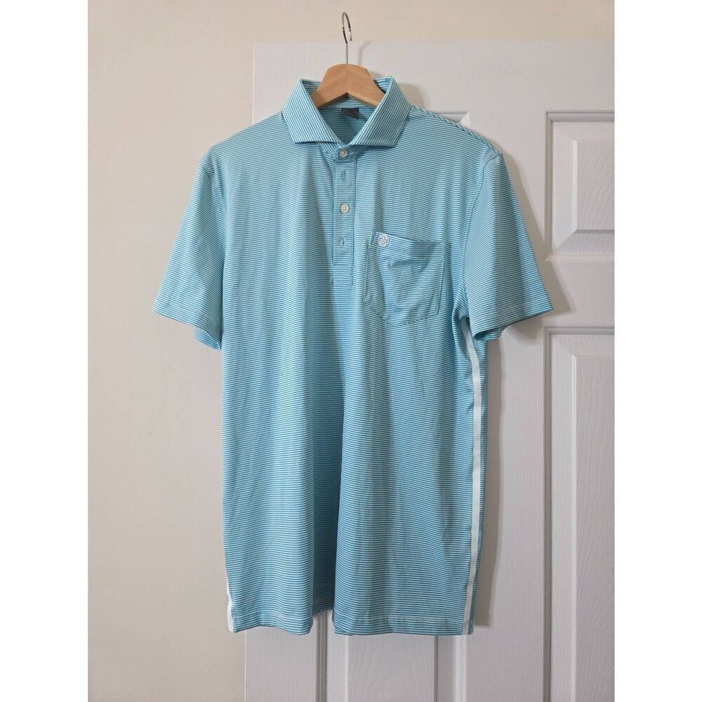 G/FORE Blue Striped Men's Polo Shirt S